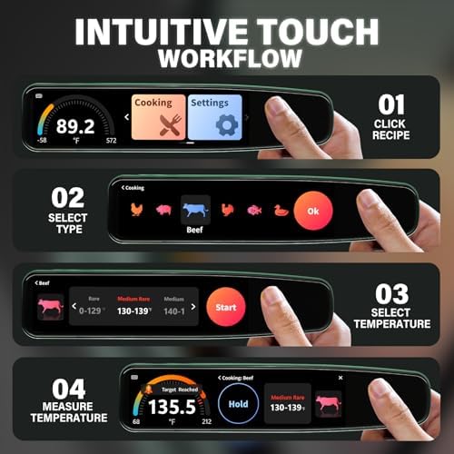 AWLKIM Smart Meat Thermometer, 0.5s Instant Read, 3.8" Touchscreen, IP68 - Image 5