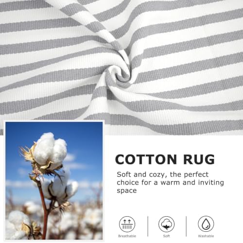 IOHOUZE 4x6 Striped Outdoor Rug, Washable Front Porch, Grey White - Image 5