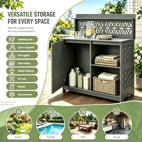 Outvita Outdoor Storage Cabinet PVC 2-in-1 Workstation - Image 5