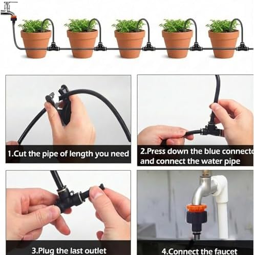 Drip Irrigation System, Upgrade Garden Irrigation Kit - 66Ft 5/16" with 20 pcs Adjustable Copper Nozzles,Automatic Atomizing Watering Sprinkler System for Outdoor,Raisedbed,Lawn,Greenhouse - Image 7