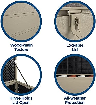 Cosco Outdoor Living 180 Gallon Patio Storage Box, Extra Large, Lockable Lid, Weather-Resistant, Tan/Brown - Image 6