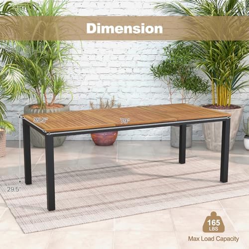 Tangkula 79" Acacia Wood Outdoor Dining Table for 8, 8-Person Patio Table - Image 4