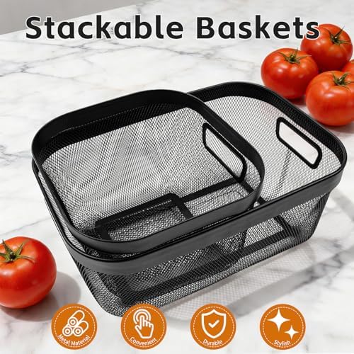 2 Pack Picnic Baskets, Garden Storage Baskets with Built-in Handle - Image 4