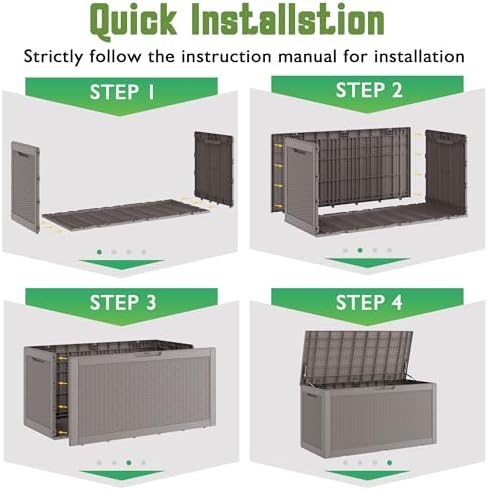 Outdoor Storage Waterproof Deck Box for Patio (100 Gallon, Grey) - Image 4