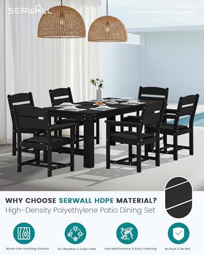 SERWALL HDPE Outdoor Dining Table and Chairs Set for 4 - Image 3