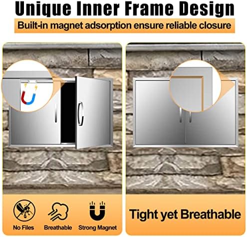 BBQ Access Double Doors 36Wx24H Flush Mount Stainless Steel Outdoor Kitchen Door for Outside Cabinets and BBQ Island - Image 5