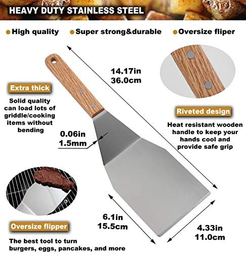 ROMANTICIST 8pc Professional Stainless Griddle Accessories Kit - Image 3