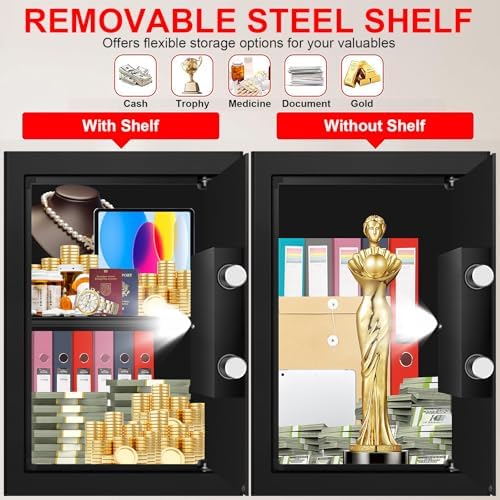 3.4 Cuft Large Safes for Home Use Fire and Water Proof, Anti-Theft Digital Security Safe Box with Electronic Keypad and Key, Fire Proof Safe for Home Documents Firearm Medicine Money Valuables - Image 4