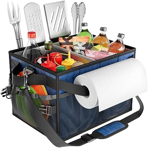 FANGSUN Grill Caddy, Foldable BBQ Caddy with Paper Towel Holder, Blue by FANGSUN