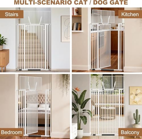 71" Extra Tall Pet Gate, 30-41" Wide Auto Close Tall Dog Gate with Extension Kits, No Drilling Pressure Mounted Cat Gate for Doorway, Stairs, Kitchen, Hallway - Image 7