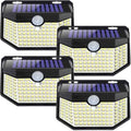HMCITY Solar Lights Outdoor 120 LED 3 Lighting Modes,Motion Sensor Wall Lights, IP65 Waterproof Solar Powered Wall Lights for Garden Deck Lights (Front Button 4Packs, Black Shell-Daylight White) by LightingUpYourLife