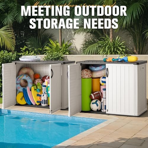 Greesum 26 CUFT Outdoor Storage Cabinet with 2 Lockable Doors, White - Image 3
