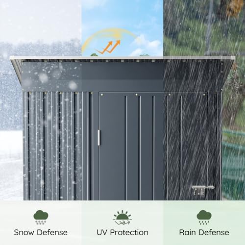 3 x 5 FT Metal Storage Shed for Backyard, Nightblue - Image 6