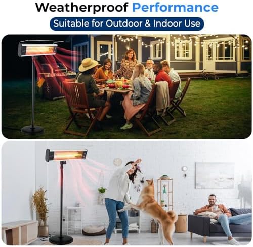 SereneLife Infrared Patio Heater 1500W Electric Heater Indoor/Outdoor Use, Portable Stand with Remote Control, IP65 Approved, 360° Tip-Over Safety Switch for Restaurant, Patio, Backyard, Garage, Decks - Image 6