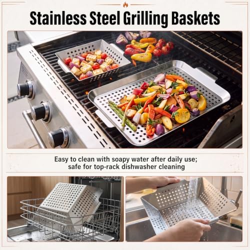Grill Accessories Outdoor Grill Baskets Topper Trays, 2 Pack - Image 5