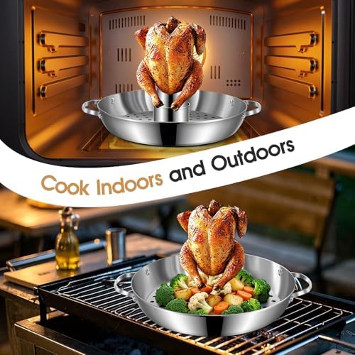 Beer Can Chicken Holder, 12" Large Stainless Steel Chicken Rack for Grill - Image 4