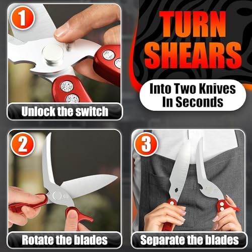 Kitchen Shears Heavy Duty, Poultry Shears, Meat Scissors for Turkey, Red - Image 3