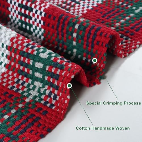 Christmas Door Mat 24"x35" Buffalo Plaid Cotton Washable Outdoor Rug - Image 4
