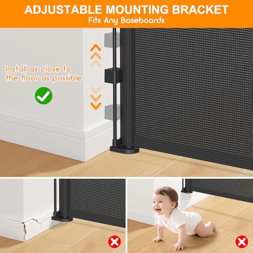 EZIGO 71 Inch Retractable Baby Gates, 41 Inch Extra Tall Retractable Gate - Image 7