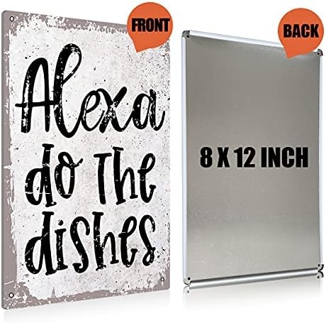 BEASTZHENG Funny Alexa Do The Dishes Kitchen Metal Tin Sign Wall Decor - Vintage Kitchen Quote Tin Sign Decor Gifts - Image 2