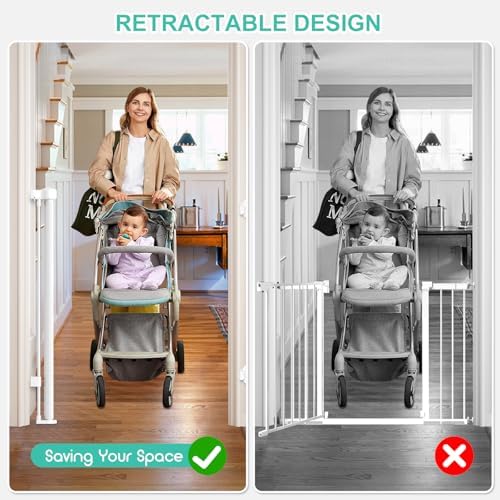 EZIGO 55 Inch Retractable Baby Gates, 41 Inch Extra Tall Retractable Gate - Image 6