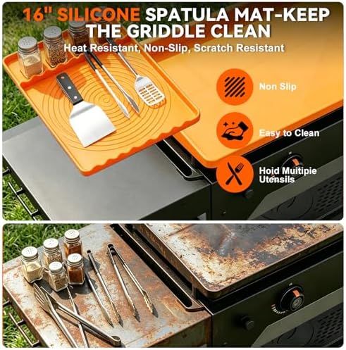 Silicone Grill Mat Set for Blackstone 36" Griddle – 36" Edge-to-Edge Griddle Mat, 16" Tool Mat & 70" Floor Mat, Heat Resistant, Waterproof, Helps Protect Griddle from Rust & Bugs, Keeps Decks Clean - Image 5