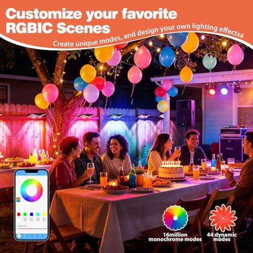 Outdoor Fence Lights Plug in, 50FT RGBIC LED Fence Lights, App & Remote Control, 100 Scene Modes, IP67 Waterproof Outdoor Lights for Backyard, Patio, Deck - Brighter Than Solar Lights - Image 2