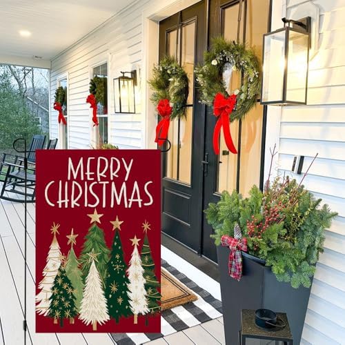 CROWNED BEAUTY Merry Christmas Trees Garden Flag for Outside 12x18 - Image 4