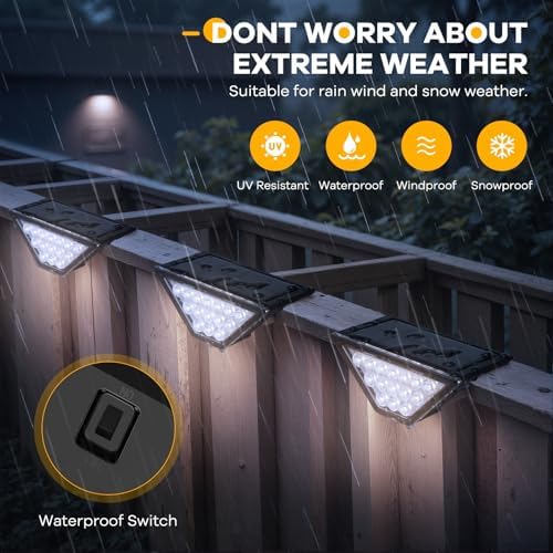 BKBB PPBB Solar Step Lights for Outside, Solar Stair Lights Outdoor Waterproof, Deck Step Lights for Fence, Patio, Yard, Porch, Front Door, Sidewalk, Garden, Patio Decor (8, Cool White) - Image 4