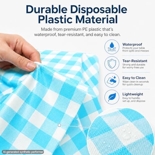 C CRYSTAL LEMON Disposable Plastic Tablecloths, 4 Pack, 54 x 108, Turquoise - Image 2