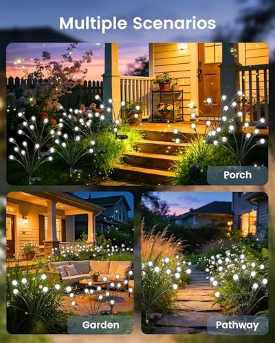 OZS 4 Pack 32 LED Solar Garden Lights, Solar Firefly Lights Outdoor - Image 5