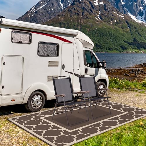 GENIMO Outdoor Rug, Waterproof Plastic Rugs for Patio, 4'x6' Coffee Beige - Image 3