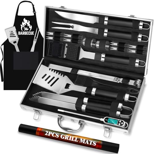 Romanticist 26pcs Stainless Steel BBQ Tools Grilling Accessories Set, Black by ROMANTICIST