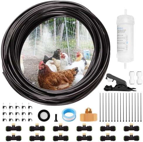 Misting Cooling System, 36FT (11M) Misting Line + 12 Brass Mist Nozzles + Water Filter + Brass Adapter(3/4") Outdoor Mister for Patio Garden Greenhouse Trampoline Coop (Green) by Unknown
