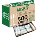 MISISIPI Compostable Forks Spoons Knives Silverware Utensil set Extra Heavyduty Eco-friendly BPI Certified Disposable Plastic free Utensils Cutlery Set Flatware Tableware (Cutlery Set-500) by MISISIPI