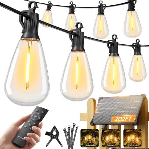 Minetom 202FT Solar String Lights Outdoor Waterproof, S14 Patio Lights by Minetom