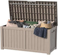 150 Gallon Outdoor Deck Box, Lockable Waterproof Outdoor Storage Boxes For Garden Tools,Indoor Cushions,Accessories Outside Storage Resin Weatherproof Container(Grey) by MAIUSCOLI