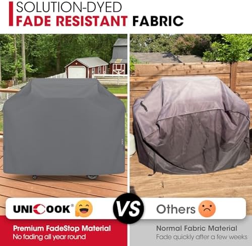 Unicook Waterproof Grill Cover, Heavy Duty All-Season, 70 Inch, Large, Gray - Image 3