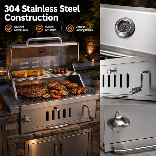 28In Large Built in Charcoal Grills for Outdoor Kitchen Island - Image 5