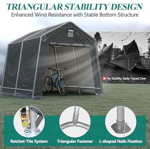 GARTOO 10' x 10' Outdoor Storage Shelter, Gray - Image 5