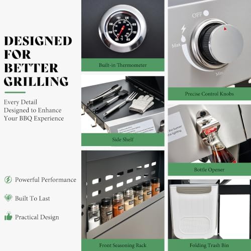 AMERLIFE 60,000 BTU 5-Burner Gas Grill and Griddle Combo with Side Burner - Image 5