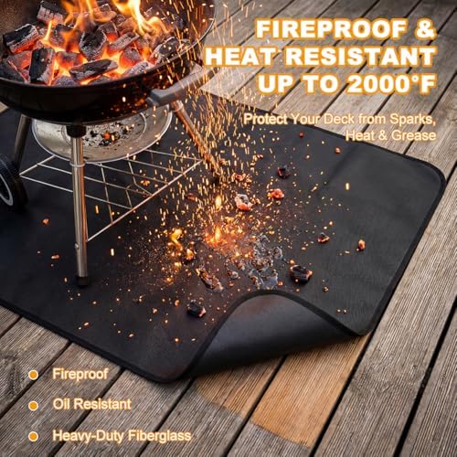 Under Grill Mats for Outdoor Grill, Double-Sided Fireproof, Oil-Proof BBQ Matt for Under Grill, for Grass and Deck, Outerdoor Fire Pit Fireplace Mat (60x40 inch) - Image 3