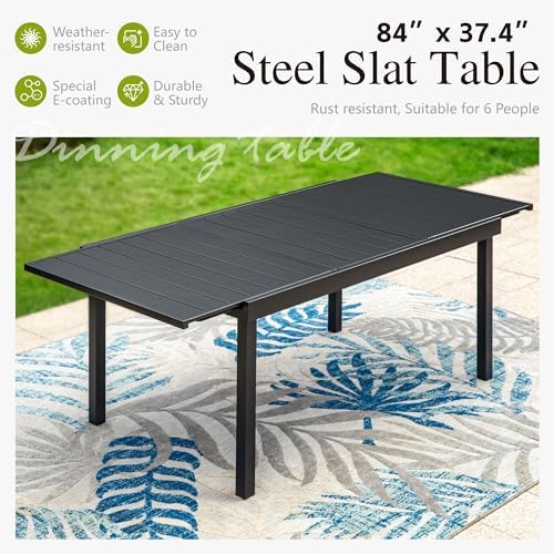 Sophia & William Extendable Outdoor Dining Set for 8, Grey Swivel Chairs - Image 2
