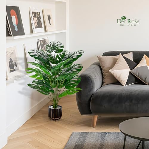 Der Rose 2 Pack 28" Fake Plants, Faux Palm and Monstera for Office Decor - Image 4