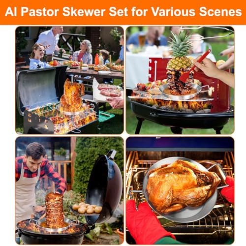 Al Pastor Skewer for Grill, Large 13 Inch Gyro Pan with Fat Separator - Image 2