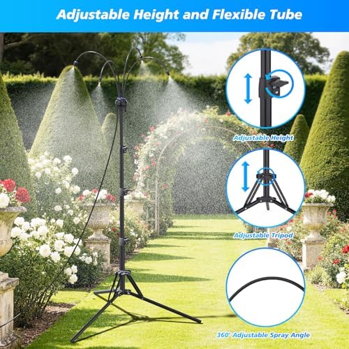 Standing Misters for Outside Patio - Adjustable Height Stand Misting system for Cooling Outdoor, 26.5FT Portable Water Mister for Garden Backyard BBQ Party Tanning Pool Beach Cooling & Water Playing - Image 3