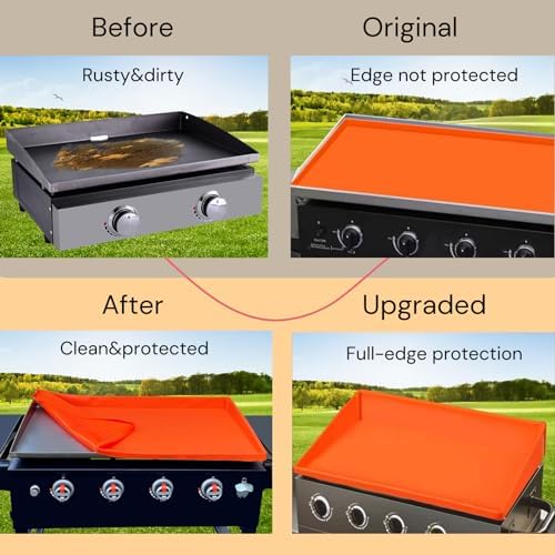22 Inch Griddle Cover Mat for Blackstone Griddle, Full Wrap-Around Protection Griddle Accessories, Food Grade Silicone Grill Mat, Orange - Image 6