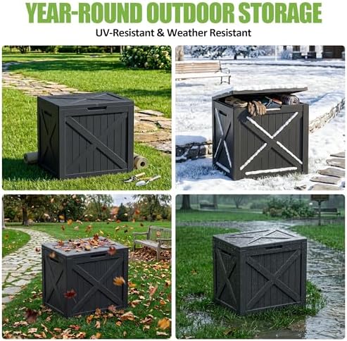 ROJIK 33 Gallon Deck Boxes Outdoor Waterproof, Weatherproof Lockable Storage Box with Lid and Side Handles, Resin Outdoor Storage Bench for Patio Furniture Cushions, Garden Tools (Black, 33 Gallon) - Image 7