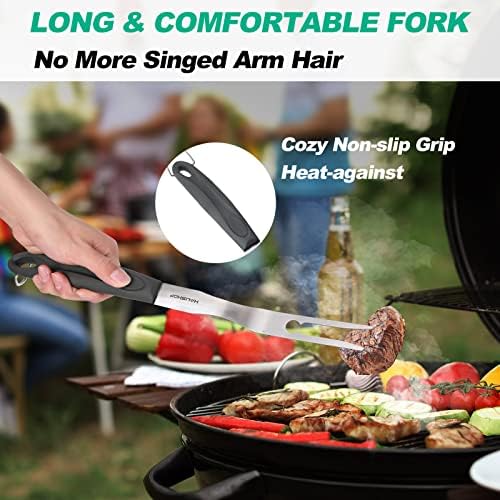 HAUSHOF Large Grill Accessories Heavy Duty BBQ Set Gifts for Men/Women - Premium Stainless Steel Spatula, Fork & Tongs, Barbecue Utensils Tool Kit Gift for Grilling Lover Outdoor (Color Box) - Image 5