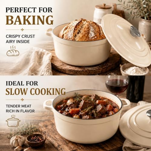 AHJ Enameled Cast Iron Dutch Oven Set - 4 Piece Cookware Set with Lids - Image 2